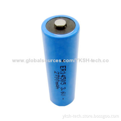 3.6V AA ER Lithium Battery for PLC, Water/Electricity/Gas Meters with 2,400mAh Rated Capacity